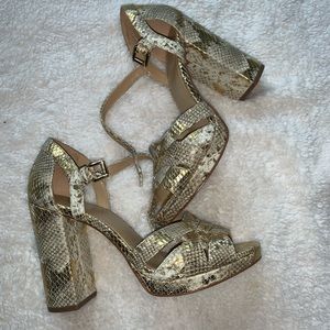 Gold MK block heels